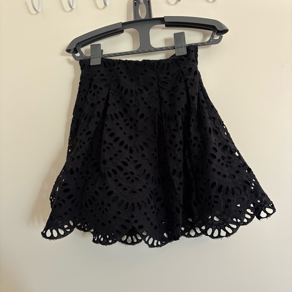 Alice + Olivia Navy Eyelet Circle Skirt